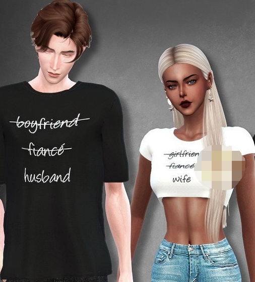 模拟人生4简洁英文字母情侣上衣MOD v1.5 模拟人生4简洁英文字母情侣上衣MOD v1.5