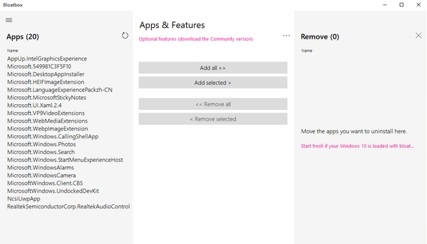 Bloatbox(预装软件卸载工具) v0.20.4 Bloatbox(预装软件卸载工具) v0.20.4