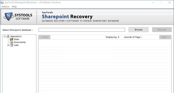 SysTools SharePoint Recovery v3.5 SysTools SharePoint Recovery v3.5