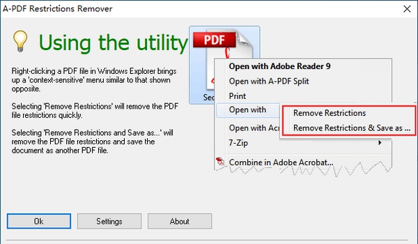 A-PDF Restrictions Remover(PDF文件解密软件) v1.7.3 A-PDF Restrictions Remover(PDF文件解密软件) v1.7.3