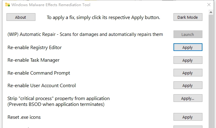 Windows Malware Effects Remediation Tool v1.8 Windows Malware Effects Remediation Tool v1.8