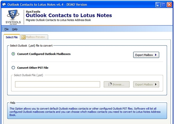 SysTools Outlook Contacts to Lotus Notes(邮箱处理工具) v6.10 SysTools Outlook Contacts to Lotus Notes(邮箱处理工具) v6.10