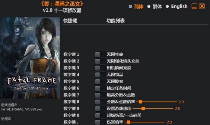 零濡鸦之巫女十一项修改器风灵月影版 v1.8 零濡鸦之巫女十一项修改器风灵月影版 v1.8