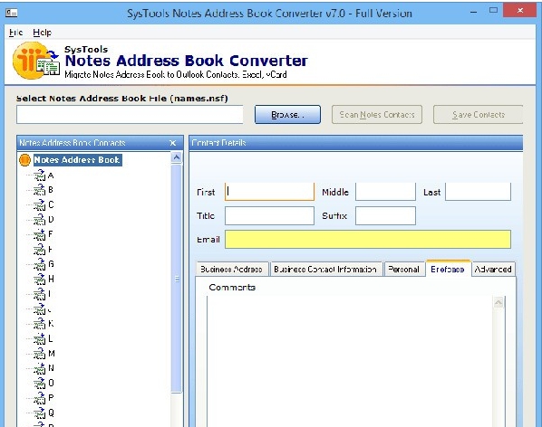 SysTools Notes Address Book Converter(邮箱处理工具) v7.4 SysTools Notes Address Book Converter(邮箱处理工具) v7.4