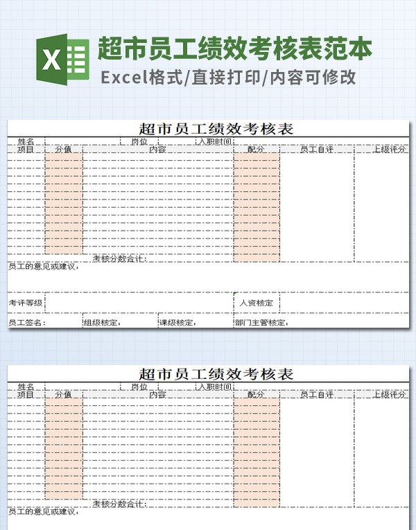 超市员工绩效考核表范本 v2.24 超市员工绩效考核表范本 v2.24