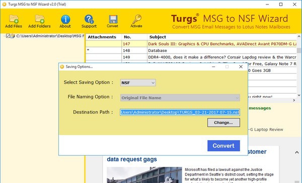 Turgs MSG to NSF Wizard(MSG转NSF转换工具) v2.1.5 Turgs MSG to NSF Wizard(MSG转NSF转换工具) v2.1.5
