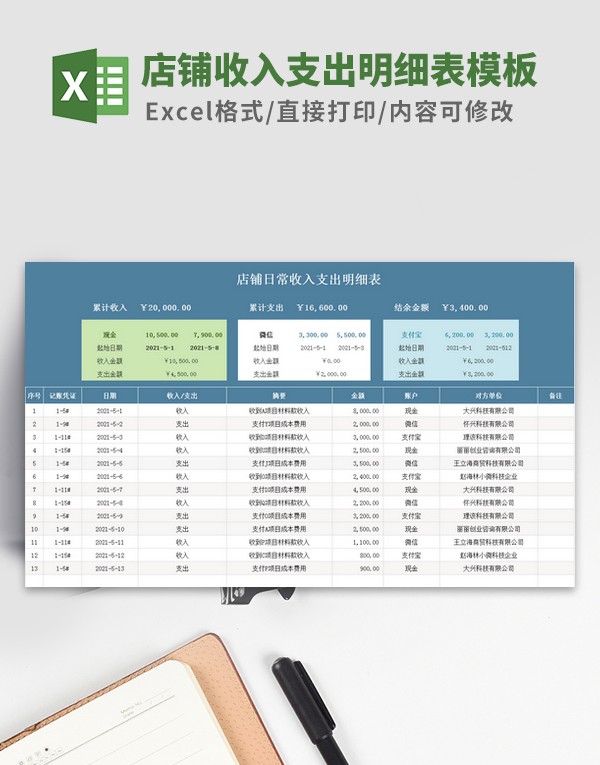 店铺收入支出明细表模板 v2.71 店铺收入支出明细表模板 v2.71