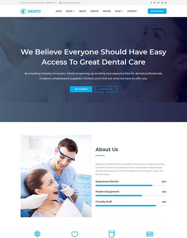 蓝色清爽牙科预约网站模板 v2.90 蓝色清爽牙科预约网站模板 v2.90