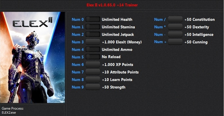 ELEX 2多功能修改器 v2.7 ELEX 2多功能修改器 v2.7