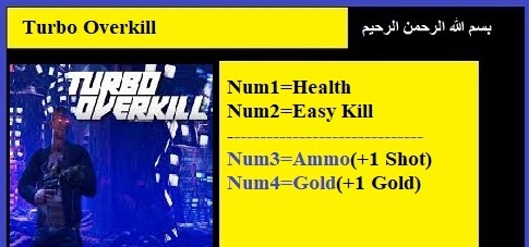 Turbo Overkill四项修改器 v2022.04.27 Turbo Overkill四项修改器 v2022.04.27