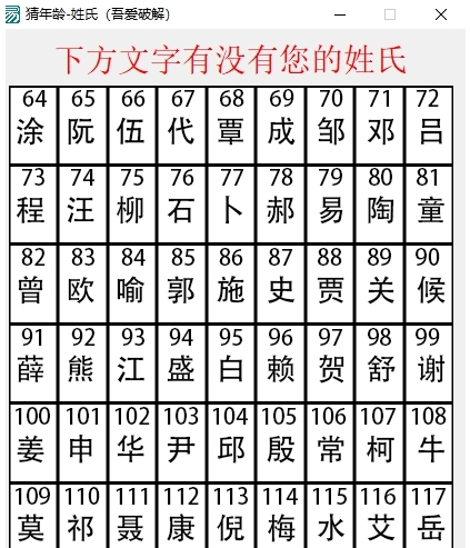 猜年龄-姓氏 v1.5 猜年龄-姓氏 v1.5