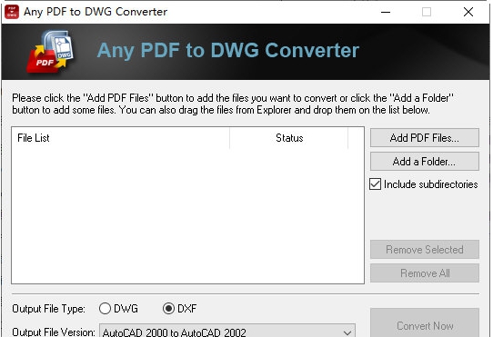 any pdf to dwg converter v2.71