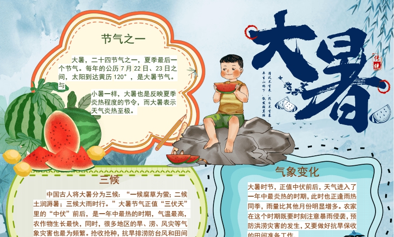 大暑手抄报模板素材 v1.9 大暑手抄报模板素材 v1.9