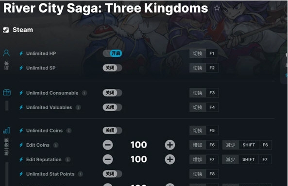 热血三国志全员集合Steam修改器 v1.3 热血三国志全员集合Steam修改器 v1.3