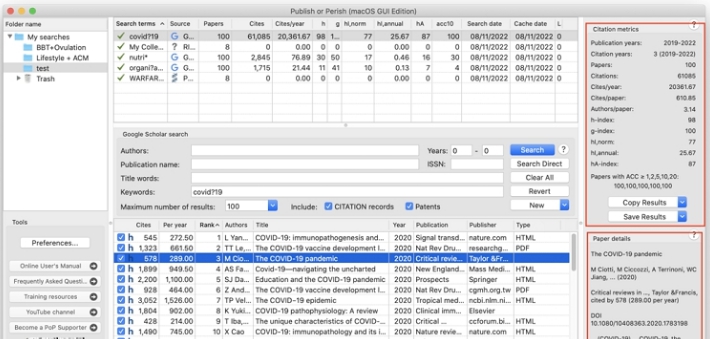 Publish or Perish文献检索工具 v8.6.4202 Publish or Perish文献检索工具 v8.6.4202