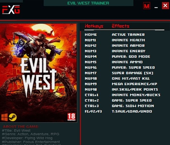 暗邪西部十四项修改器FUTUREX版 v1.0.6 暗邪西部十四项修改器FUTUREX版 v1.0.6