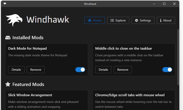 Windhawk v1.6 Windhawk v1.6