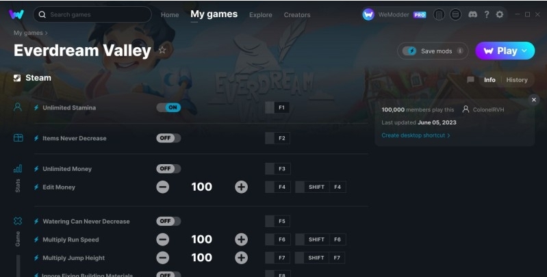 梦幻谷九项修改器 v20230607 梦幻谷九项修改器 v20230607