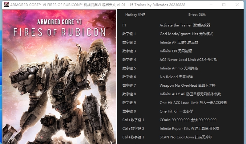 装甲核心6/机战佣兵6修改器 v1.04 装甲核心6/机战佣兵6修改器 v1.04