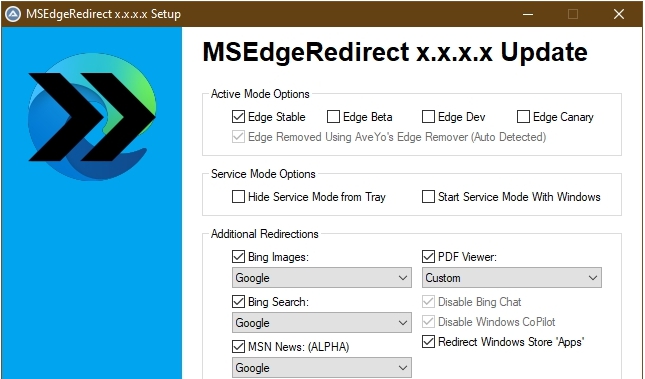 MSEdgeRedirect v0.7.5.4 MSEdgeRedirect v0.7.5.4