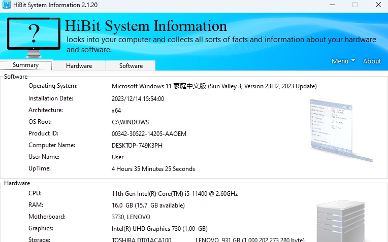 HiBitSystemInformation v2.1.20.102 HiBitSystemInformation v2.1.20.102