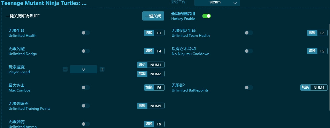 忍者神龟变种释放五项修改器 v1.1.4 忍者神龟变种释放五项修改器 v1.1.4